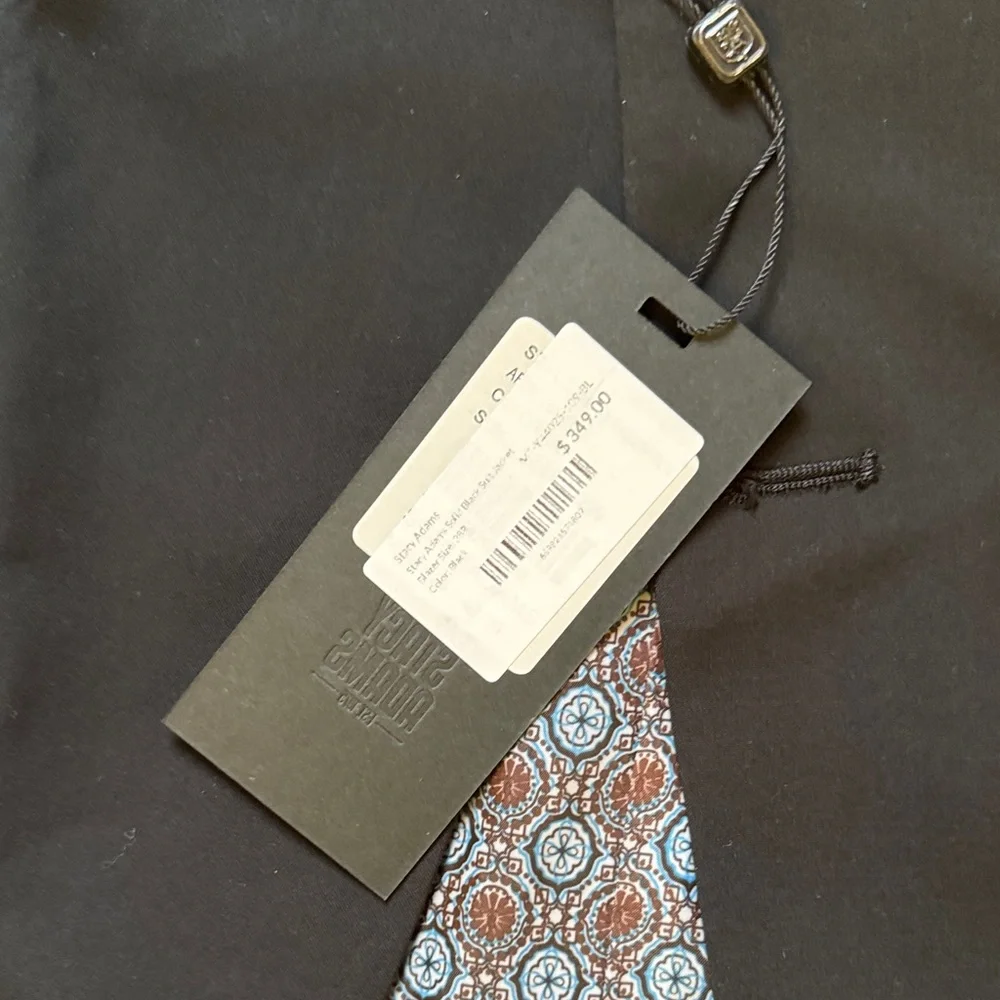 NWT Stacy Adams Black Blazer with Patterned Lining Sport Coat MSRP $349 Size 38R